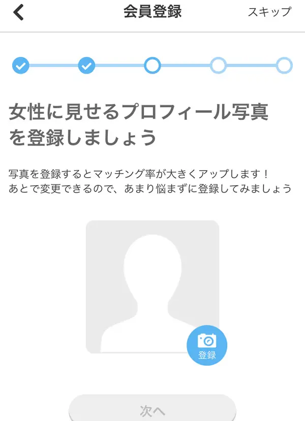 プロフィール写真登録